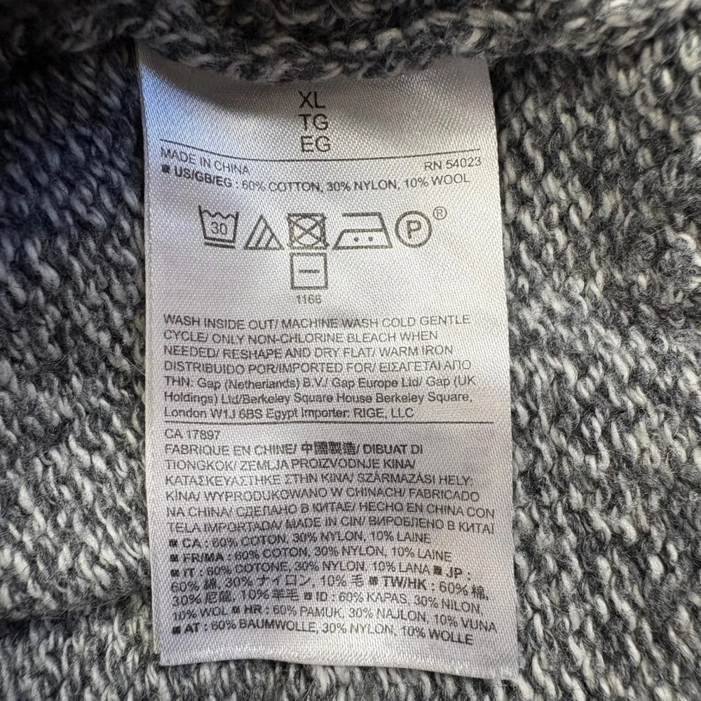 Banana Republic Mens Shawl‎ Collar Sweater Heathered Gray XL